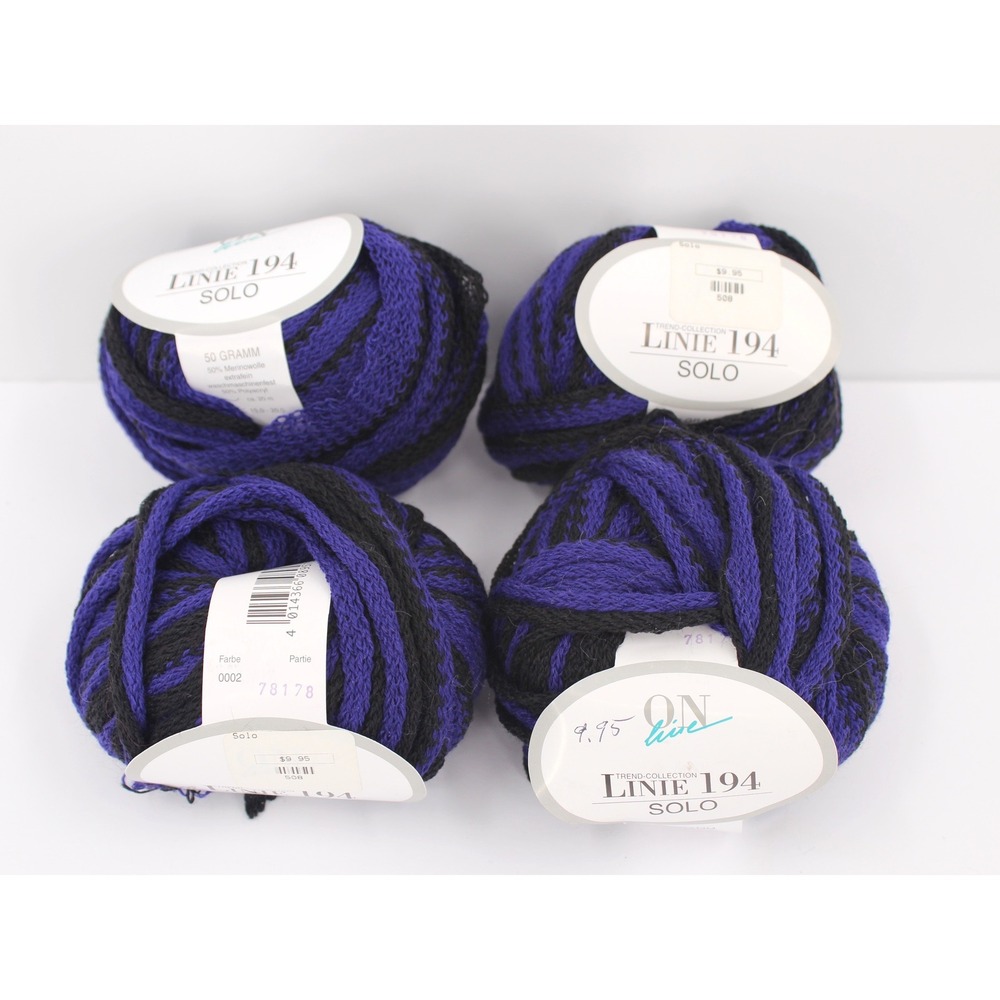 4 Skeins ONline Linie 194 Solo Yarn Purple Black Merino Wool Blend Super Bulky